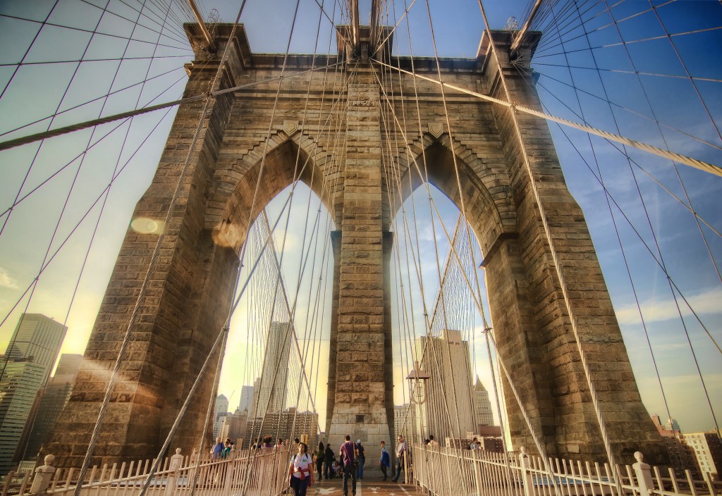 On my sabbatical in Europe, I start to miss America. This is one of my most America shots I have. The Brooklyn Bridge is one of the most beautiful bridges in the world. It is great to walk on it and once you stand in front of the big pillars, you just need to make a photo. So sorry, for showing you an perspective that has been shown so often ;-)