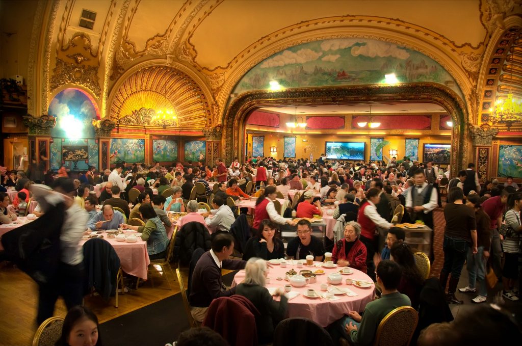 Boston is also a great place, because you are in contact with a lot of different cultures. Right in the middle in Boston Town town is an old Theater, that host an very famous Dim Sum  restaurant of the Chinese community. I hope you can feel the atmosphere of this place in my place.